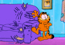 scratching couch garfield sofa couch scratch