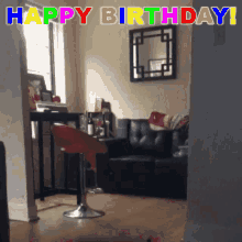 Happy Birthday Black Doggie GIF - Happy Birthday Black Doggie Jump GIFs