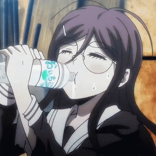 Anime girl drinking soda