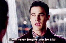 Glee Blaine Anderson GIF - Glee Blaine Anderson I Will Never Forgive You For This GIFs