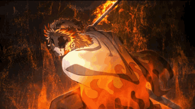 Rengoku Flame Hashira Gif Rengoku Flame Hashira Stance Discover Share Gifs
