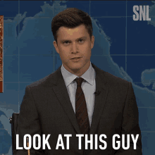 Look At This Guy Colin Jost GIF - Look At This Guy Colin Jost Saturday Night Live GIFs