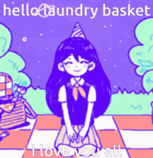 Omori Mari GIF - Omori Mari Hello Laundry Basket GIFs