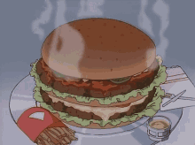 anime hamburger steaming buns delicious