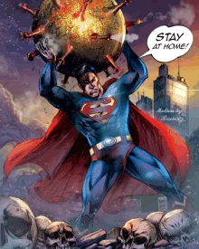 Superman Stops Corona Virus Stay At Home GIF - Superman Stops Corona Virus Stay At Home Warning GIFs