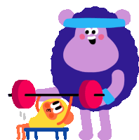 Bear Helps Monkey Lift Weights Sticker - Best Friends Exercise Work Out Stickers