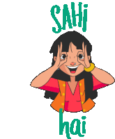 Playful Girl Says Sahi Hai In Hindi Sticker - Dilliwali Sahi Hai Correct Stickers