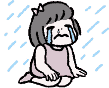 kawaii anime girl cry rain