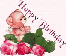 Happy Birthday Teddy Bear GIF - Happy Birthday Teddy Bear Flowers GIFs