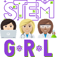 Stem Girl Woman Power Sticker - Stem Girl Woman Power Joypixels Stickers