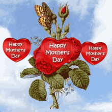 Happy Mothers Day Mothers Day Roses GIF - Happy Mothers Day Mothers Day Roses Red Roses And Butterfly GIFs