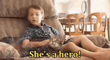 The Boy Saved From A Dog Attack Thanks His Cat :) GIF - GIFs