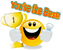 youre the best trophy thumbs up emoji smiley