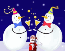 snow party snowman dancing santa dancing winter