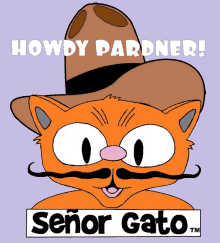 howdy howdy pardner winking cat cartoon cat cowboy