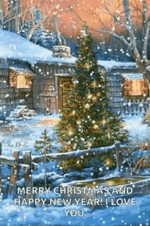 christmas snow christmas tree merry christmas and happy new year