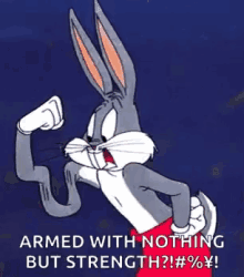 bugs bunny wiggling arms no muscles need to workout time to hit the gym