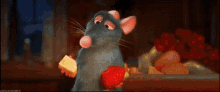ratatouille eat cheese strawberry rat