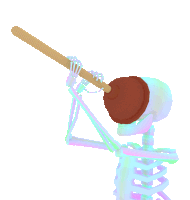 Spooky Skeleton Sticker - Spooky Skeleton Plunger Stickers