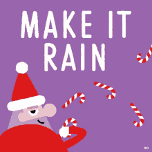 S Santa Make It Rain Candy Cane GIF - S Santa Make It Rain Candy Cane Xmas GIFs