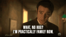 What No Hug Im Practically Family Now Free Hugs GIF - What No Hug Im Practically Family Now Family No Hug GIFs