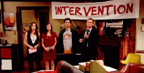 How I Met Your Mother Intervention - Intervention GIF - Intervention Cobie Smulders Alyson Hannigan GIFs