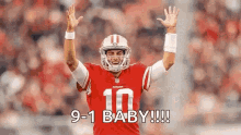 jimmy garoppolo 49ers football baby hands up