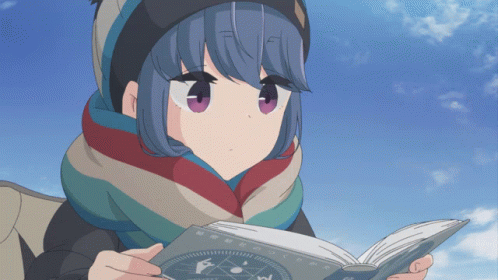 anime character reading book