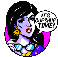 Woman Saying "It'S Gossip Time" In Hindi. Sticker - Obscure Emotions Its Gushup Time Google Stickers