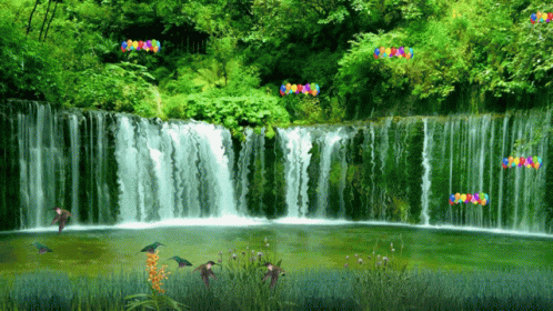 ubetinget Hende selv Displacement Waterfall Nature GIF - Waterfall Nature Green - Discover & Share GIFs