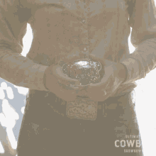 Won Cowboy Belt Buckle Katey Jo Gordon GIF - Won Cowboy Belt Buckle Katey Jo Gordon Ultimate Cowboy Showdown GIFs