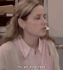 The Office Pam Beesly GIF - The Office Pam Beesly You Got A Package GIFs