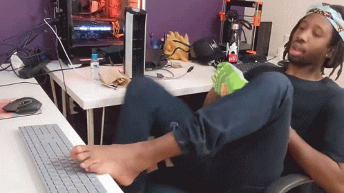 Typing With Toes Jabrils GIF - Typing With Toes Jabrils Chilling - Discover &amp; Share GIFs