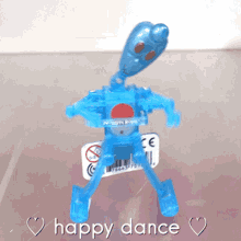 happy dance robot blue toy heart