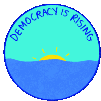 Democracy Is Rising Sunrise Sticker - Democracy Is Rising Sunrise Sun Rising Stickers