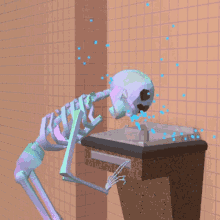Skeleton Water Fountain GIF - Skeleton Water Fountain Drinking GIFs