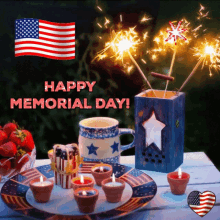 happy memorial day usa celebrate fireworks candles