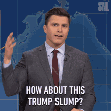 How About This Trump Slump Colin Jost GIF - How About This Trump Slump Colin Jost Saturday Night Live GIFs