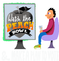 Watch The Peach Bowl Make A Plan To Vote Sticker - Watch The Peach Bowl Peach Make A Plan To Vote Stickers