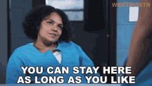 You Can Stay Here As Long As You Like Ruby Mitchell GIF - You Can Stay Here As Long As You Like Ruby Mitchell Wentworth GIFs