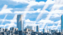 skyline city sunshine anime morning