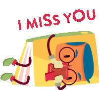 Sad Book Holds Photo Frame With Caption I Miss You In English Sticker - Pencil Pack Missing You Miss You Stickers
