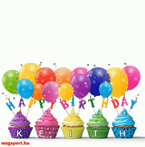 Happy Birthday Balloons GIF - Happy Birthday Balloons Cupcake