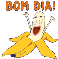 Banana Waking Up Says Good Morning In Portuguese Sticker - Fullof Emotion Google Stickers