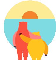 Bears Popo And Lelo Watch The Sunset Sticker - Popoand Lelo Looking Friends Stickers