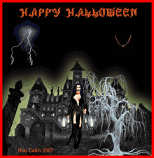 happy halloween witch bat creepy haunted house