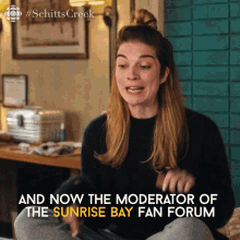 And Now The Moderator Of The Sunrise Bay Fan Forum Alexis GIF - And Now The Moderator Of The Sunrise Bay Fan Forum Alexis Alexis Rose GIFs