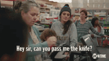 Pass The Knife Here You Go GIF - Pass The Knife Here You Go Frankie Shaw GIFs
