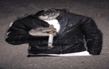 Crab In A Leather Jacket Smoking Crab GIF - Crab In A Leather Jacket Crab Leather Jacket GIFs
