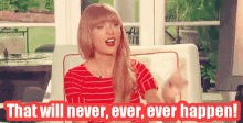 Taylor Swift That Will Never Ever Happen GIF - Taylor Swift That Will Never Ever Happen Never GIFs